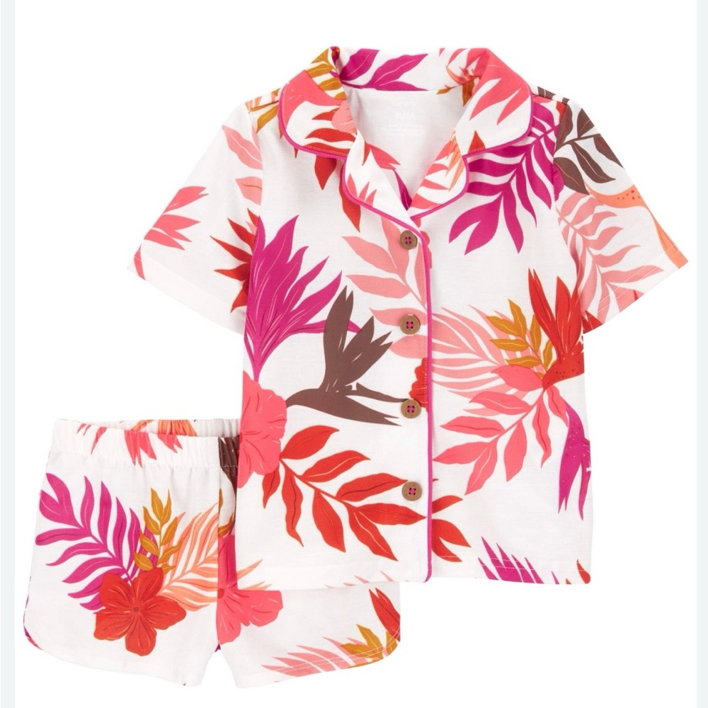 Carter's Toddler 2-Piece Floral Coat-Style Loose Fit Pajamas Set